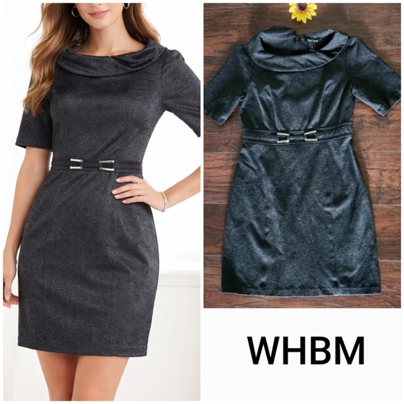 White House Black Market Dresses & Skirts - WHITE HOUSE BLACK MARKET GRAY PETER PAN COLLAR DRESS 👗